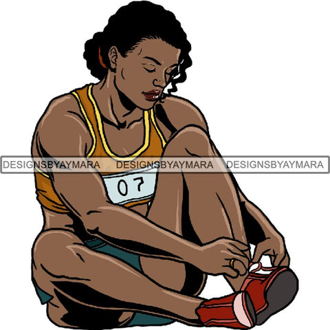 Afro Black Woman Runner Sprinting Athletic Sport .PNG Print File Not For Cutting