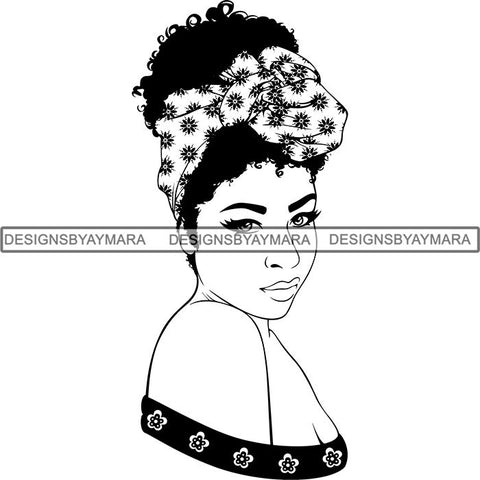 Beautiful Woman Turban Head Wrap Hairstyle SVG Files For Cutting and More!