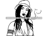 Woman Smoking Pot Deadlock Braids Hairstyle Rasta Queen Blunt Weed Cannabis 420 Marijuana Stoner High Life .SVG Cut File For Silhouette and Cricut