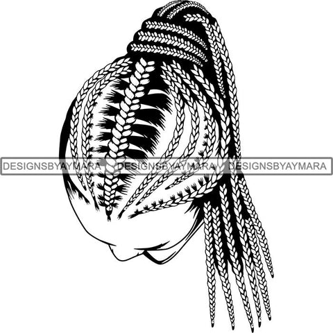 Afro Woman Braids Dreads Dreadlocks Hairstyle SVG Cut Files For Silhouette and Cricut