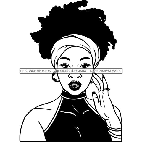 Afro Woman SVG Turban Head Wrap Cutting Files For Silhouette Cricut and More