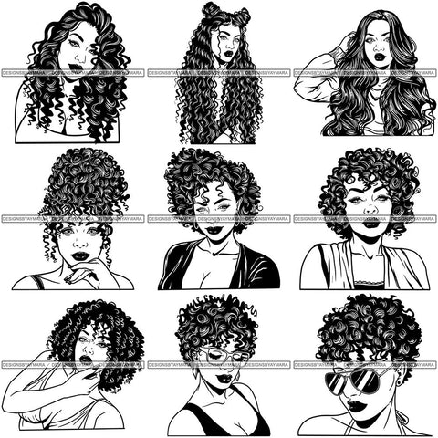 Bundle 9 Afro Melanin Popping Hair Style SVG Files For Cutting and More