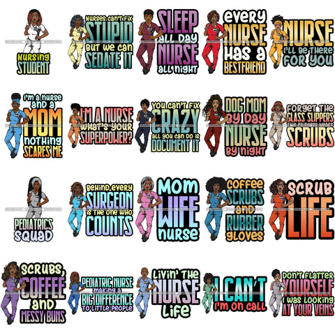 Bundle 20 Afro Lola Nurse Medical Occupation SVG Cutting Files For Cricut Silhouette and More