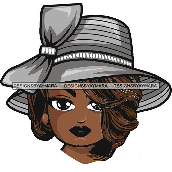 Afro Lola Wearing Hat Church Lady .SVG Clipart Vector Cutting Files