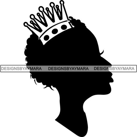 Black Afro Queen Silhouette Style SVG Cut Files