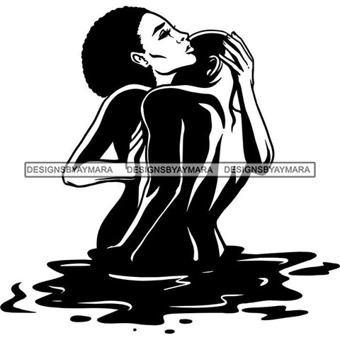 Sensual African Couple Silhouette Goddess Safari Africa Nature Exotic Culture SVG Cutting Files.