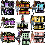 Bundle 9 Fashion Woman Melanin Bad Ass Life Quotes .SVG Cutting Files For Silhouette Cricut and More!