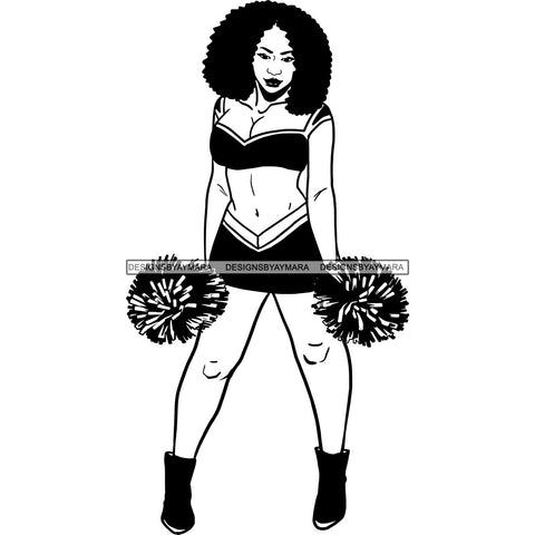 Afro Cheerleader Woman SVG Cutting Files For Silhouette Cricut and More