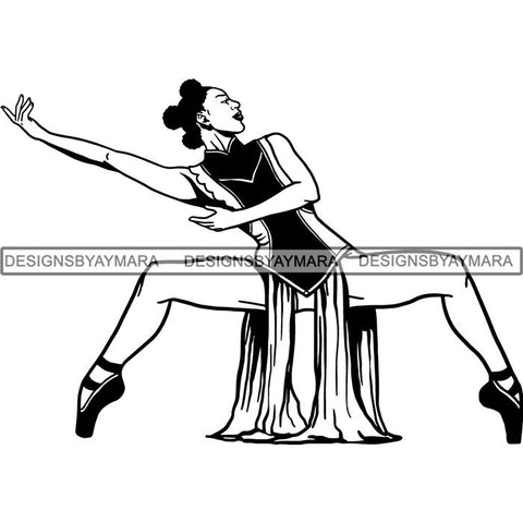 Afro Black Ballerina Woman Ballet Dancer .SVG Cut Files For Silhouette and Cricut