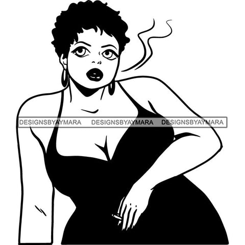 Woman Smoking Pot Joint Blunt Stoned High Life Weed Leaf Marijuana Grass Relax Chill SVG Cutting Files