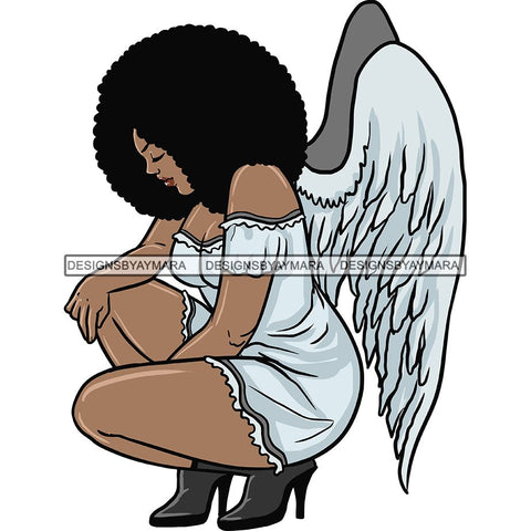 Afro Angel Black Woman SVG Cutting Files For Silhouette Cricut and More