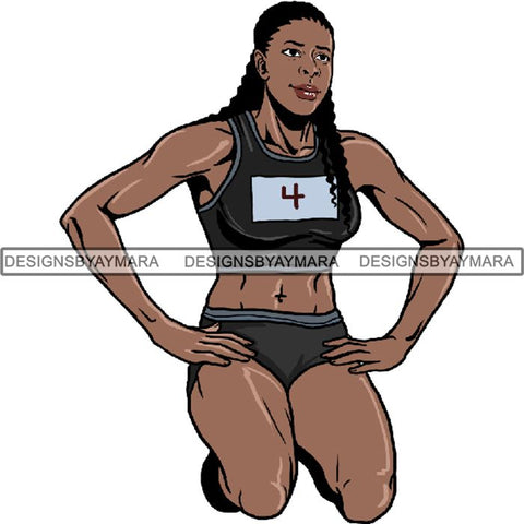 Afro Black Woman Runner Sprinting Athletic Sport .PNG Print File Not For Cutting