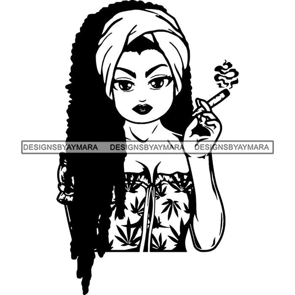 Afro Lola Smoking Pot Weed Joint Blunt Cannabis Marijuana SVG Cutting Files