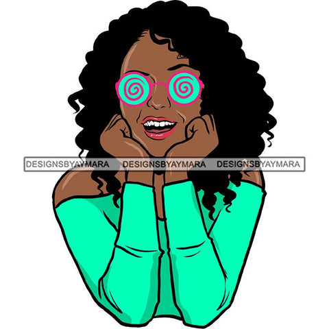 Ebony Afro Woman Nubian Melanin Brown Skin Makeup Model Glasses Accesories SVG Cut Files