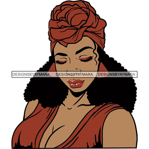 Afro Woman SVG Turban Head Wrap Cutting Files For Silhouette Cricut and More