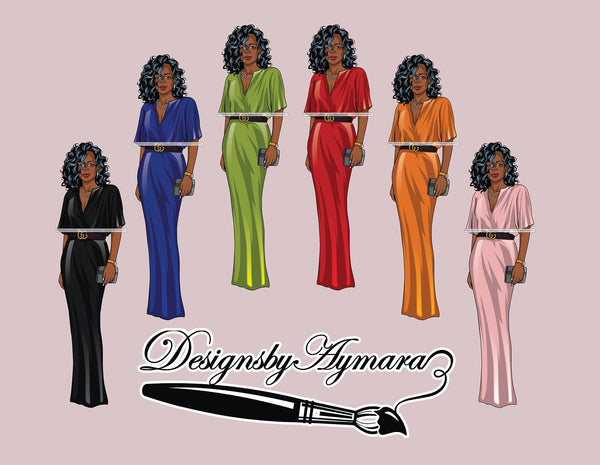 Bundle 6 Classy Afro Woman African American Goddess SVG PNG JPG Cutting Files