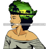 Safari Goddess Africa Continent African American Woman Savanna Animals Hair SVG Cutting Files.