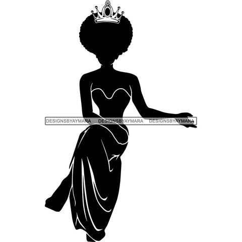 Afro Queen Silhouette SVG African Goddess Cutting Files 1