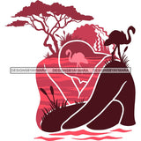 Sensual African Couple Flaming Animal Silhouette Goddess Safari Africa Nature Exotic Culture SVG Cutting Files.