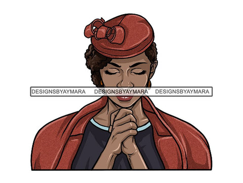 Classy Lady Praying God .PNG .JPG .SVG Clipart Perfect For Printing Not For Cutting