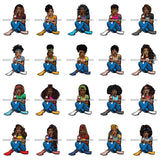 Bundle 20 Afro Lola Drinking Wine Relaxing .SVG Cutting Files For Silhouette and Cricut and More!