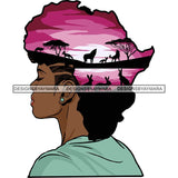 Safari Goddess Africa Continent African American Woman Savanna Animals Hair SVG Cutting Files.