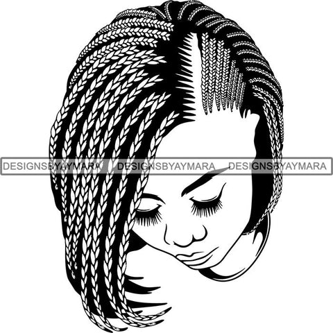 Afro Woman Braids Dreads Dreadlocks Hairstyle SVG Cut Files For Silhouette and Cricut