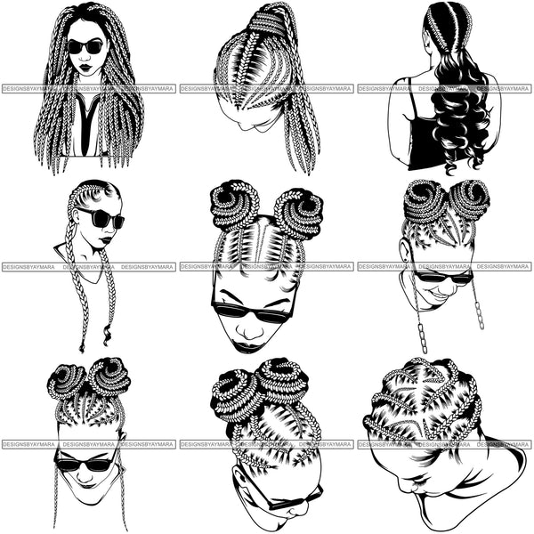 Super Bundle 100 Afro Woman Braids Dreads Dreadlocks Hairstyle SVG Cut Files For Silhouette and Cricut