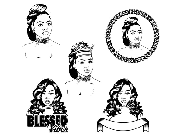 Afro Beautiful Black Woman SVG African American Ethnicity Afro Puffy Hairstyle Beauty Salon Queen Diva Classy Lady  Beautiful People Beauty Salon Princess