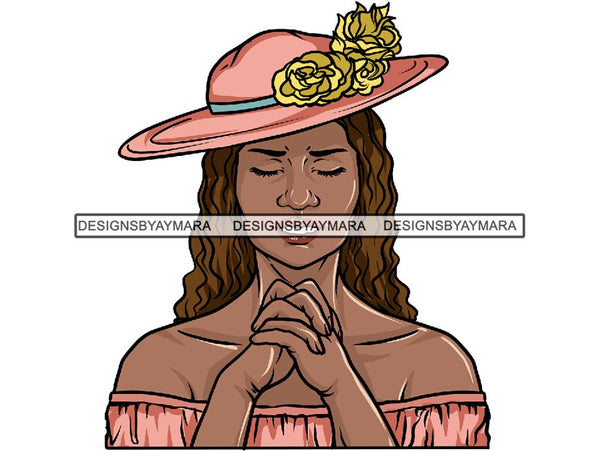 Classy Lady Praying God .PNG .JPG .SVG Clipart Perfect For Printing Not For Cutting