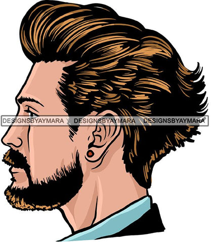 Attractive Caucasian White Man Bearded Hipster Model Fashion Male Guy Hombre Masculino Guapo Stylish Close-up Sexy Macho Manly SVG Files For Cutting