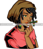 Woman Smoking Joint 420 Cannabis Pot Head Weed Leaf Grass Marijuana Blunt Stoned High Life SVG Cutting Files