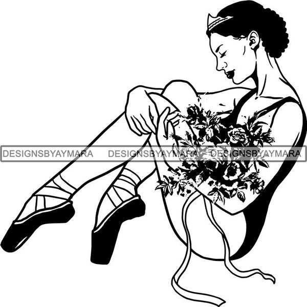 Afro Black Ballerina Woman Ballet Dancer .SVG Cut Files For Silhouette and Cricut