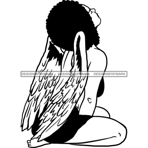 Afro Angel Black Woman SVG Cutting Files For Silhouette Cricut and More