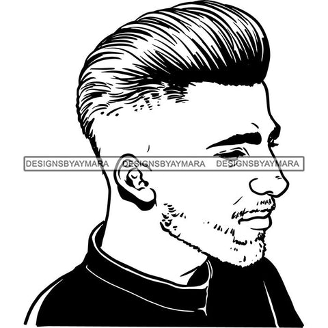 Attractive Man Bearded Hipster Model Fashion Male Guy Stylish Mustache Close-up Sexy Macho Manly SVG Files For Cutting