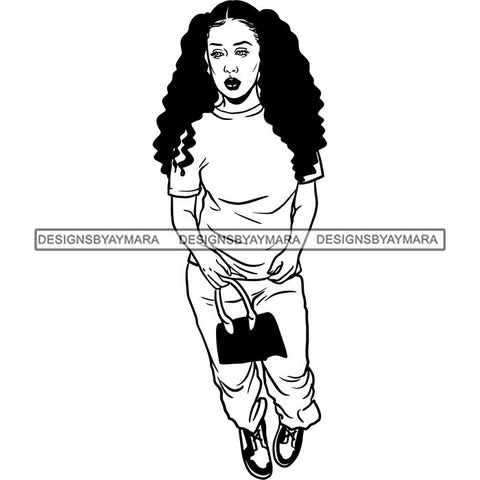 Fashion Woman Model Posing Summer Outfit Vogue Goddess Glamour Trendy Clothing Vector SVG Cutting Files