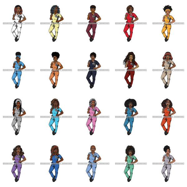 Bundle 20 Afro Lola Nurse Medical Occupation SVG Cutting Files For Cricut Silhouette and More