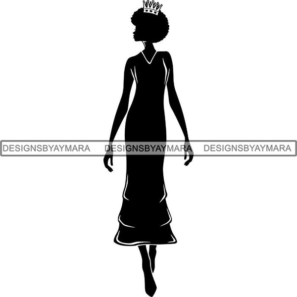 Black Afro Queen Silhouette Style SVG Cut Files