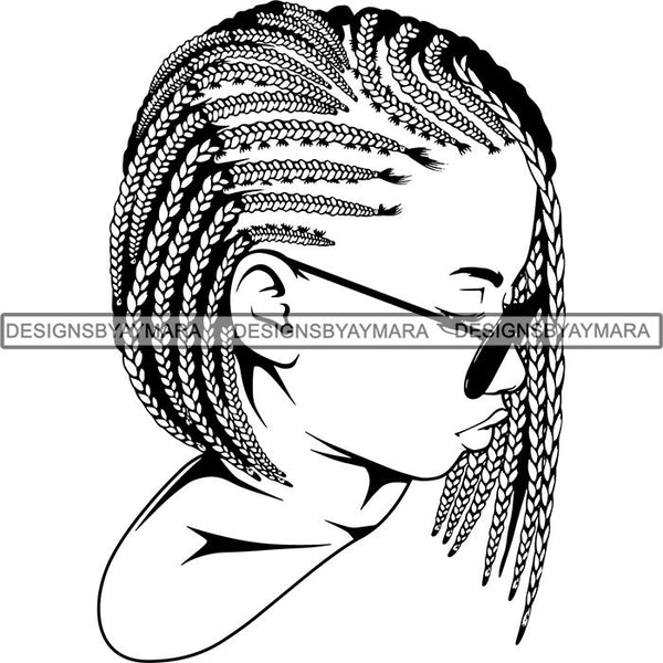 Afro Woman Braids Dreads Dreadlocks Hairstyle SVG Cut Files For Silhouette and Cricut