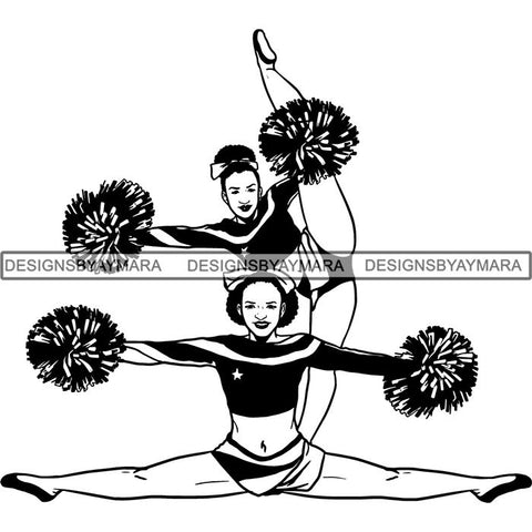 Afro Cheerleader Woman SVG Cutting Files For Silhouette Cricut and More