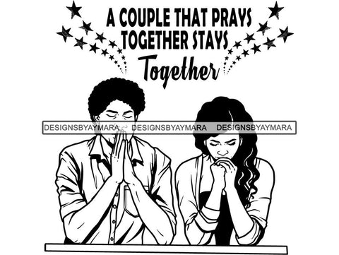 Black Couple Praying God Together SVG  Cut Files