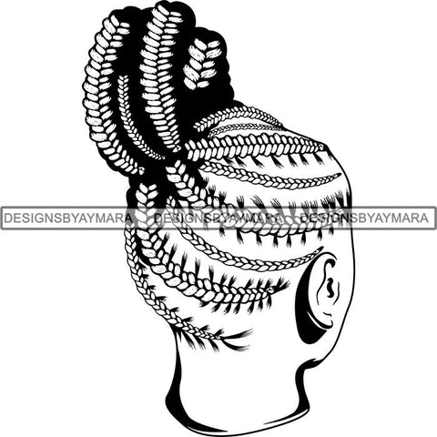 Afro Woman Braids Dreads Dreadlocks Hairstyle SVG Cut Files For Silhouette and Cricut