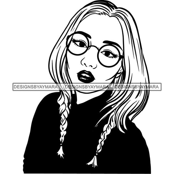 Ebony Afro Woman Nubian Melanin Brown Skin Makeup Model Glasses Accesories SVG Cut Files