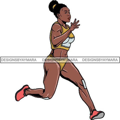 Afro Black Woman Runner Sprinting Athletic Sport .PNG Print File Not For Cutting