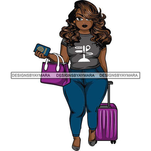 Afro Thick Curvy Lola Trip Vacation Mode Getaway .SVG Cutting Files For Silhouette and Cricut and More!