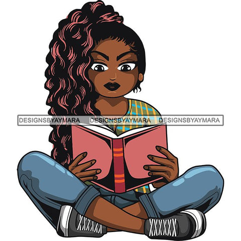 Afro Lola Reading Education Smart Woman .SVG Cutting Files For Silhouette Cricut and More!