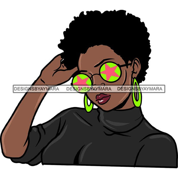 Ebony Afro Woman Nubian Melanin Brown Skin Makeup Model Glasses Accesories SVG Cut Files