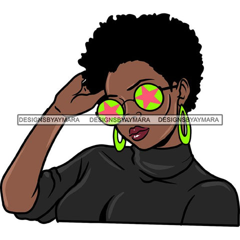 Ebony Afro Woman Nubian Melanin Brown Skin Makeup Model Glasses Accesories SVG Cut Files