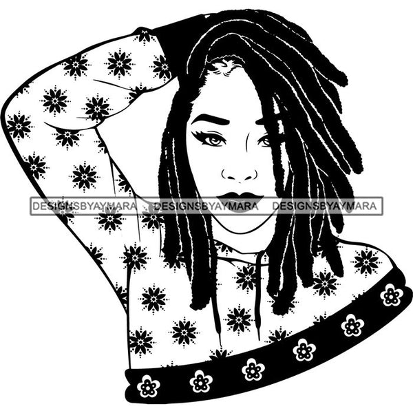 Afro Nubian Melanin Popping Dreadlocks Hairstyle Beautiful African American Woman SVG Cutting Files