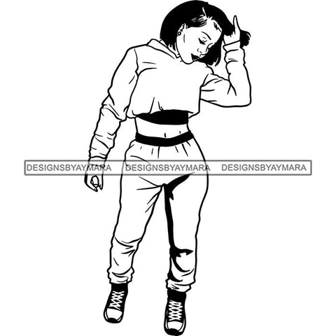 Fashion Woman Model Posing Summer Outfit Vogue Goddess Glamour Trendy Clothing Vector SVG Cutting Files